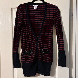 Women's black and red Candie's button-down sweater SZ L